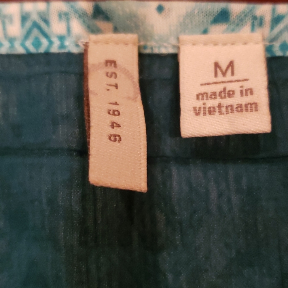 1946 Teal Print Hi-low Top - Picture 5 of 8